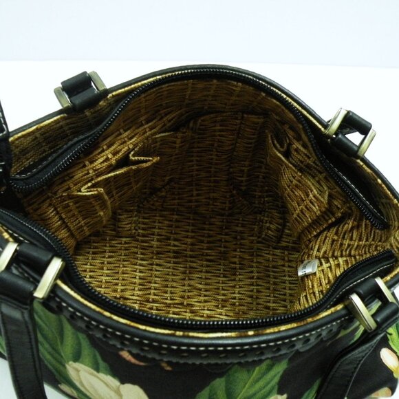 Vintage Isabella Fiore Cherry and Floral Beaded Topstitched Black Leather Bag - Picture 6 of 7